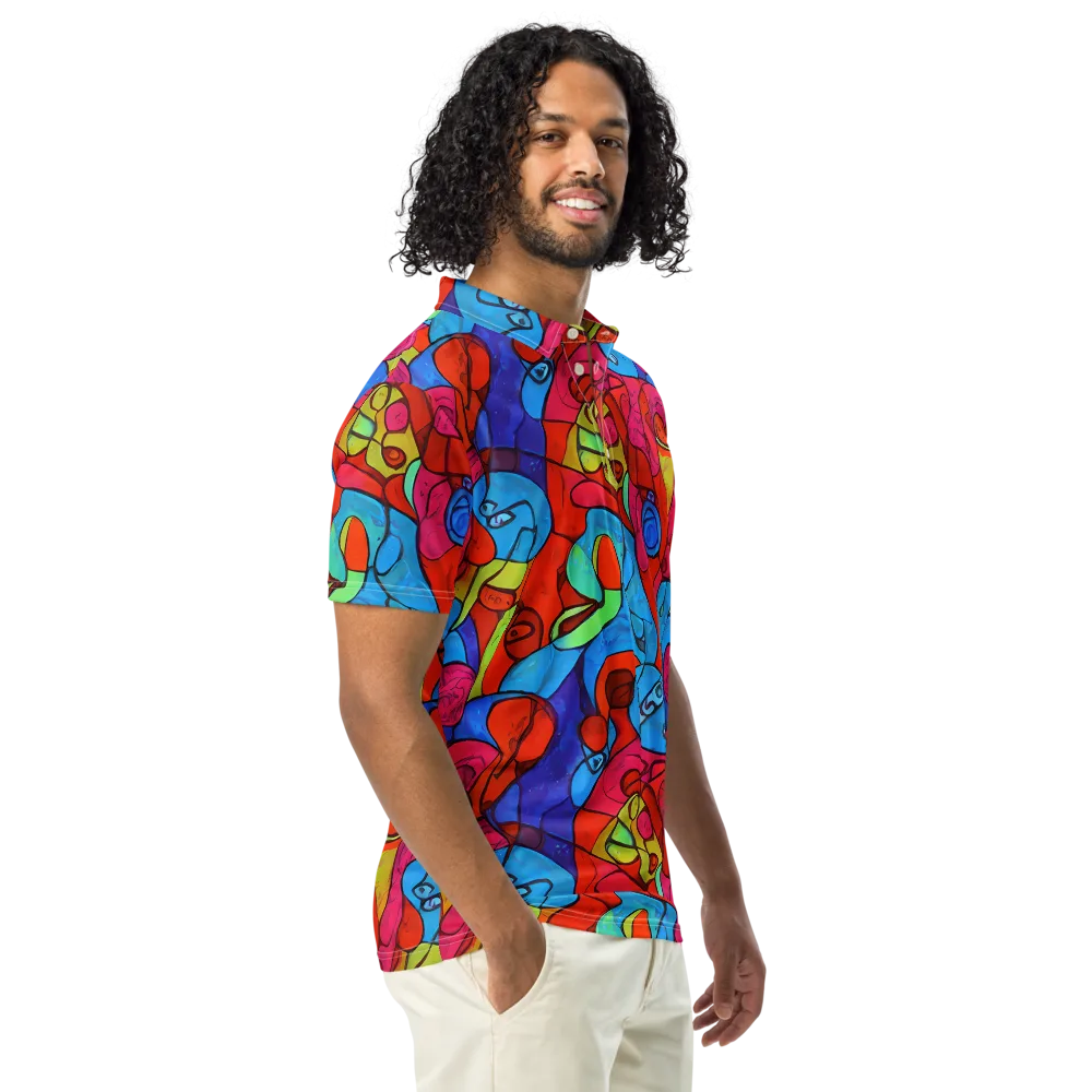 Vivid Orbit on Men's Slim Fit Polo Shirt — Right Front