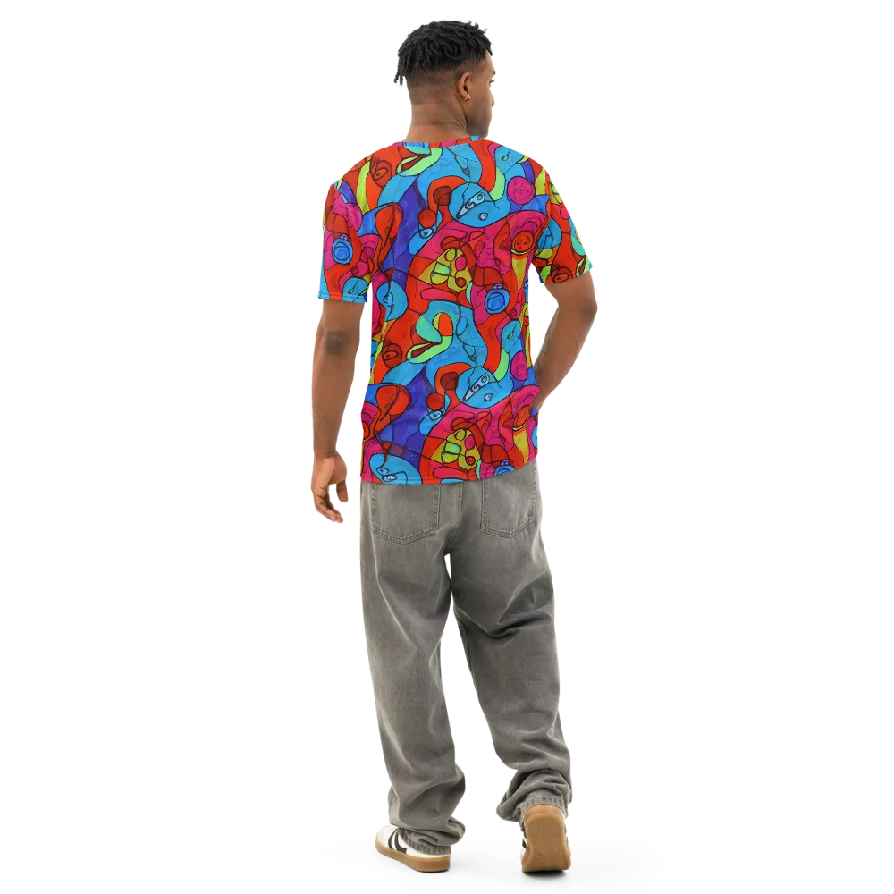 Vivid Orbit on Men's Cotton Crew Neck T-Shirt — Back
