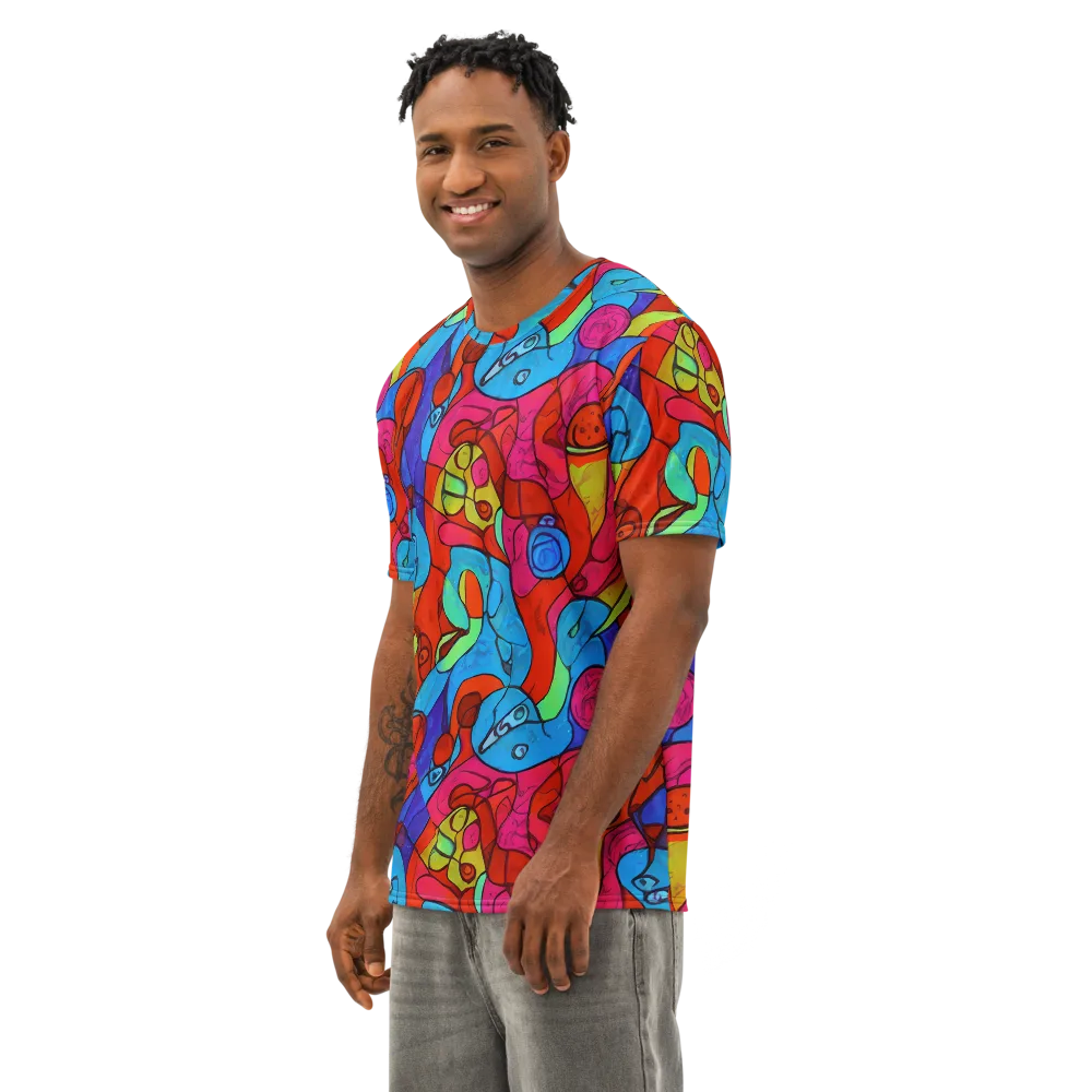 Vivid Orbit on Men's Cotton Crew Neck T-Shirt — Left Front