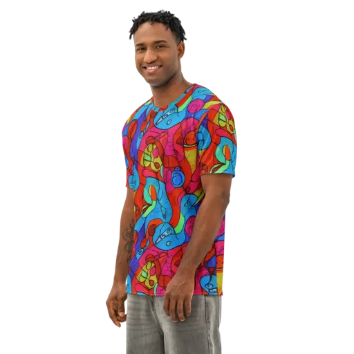 Vivid Orbit on a Men's Cotton Crew Neck T-Shirt