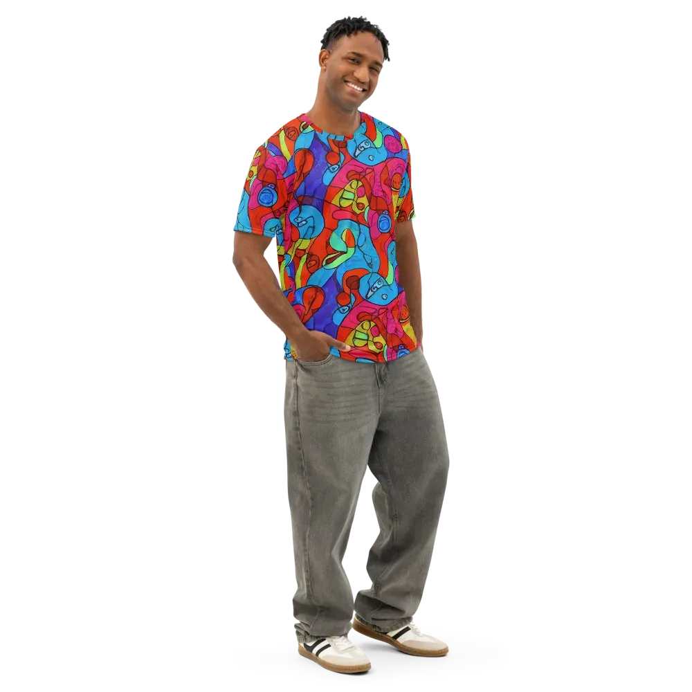 Vivid Orbit on Men's Cotton Crew Neck T-Shirt — Right Front