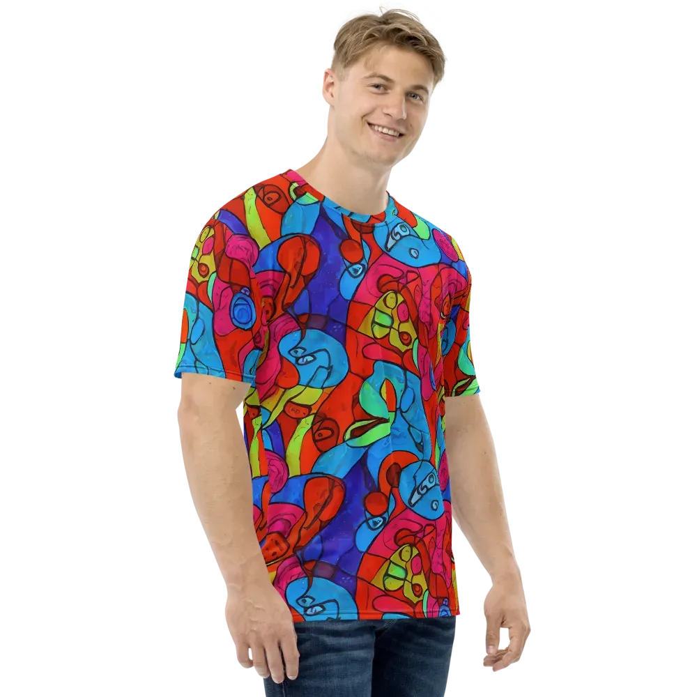 Vivid Orbit on Men's Crew Neck T-Shirt — Right