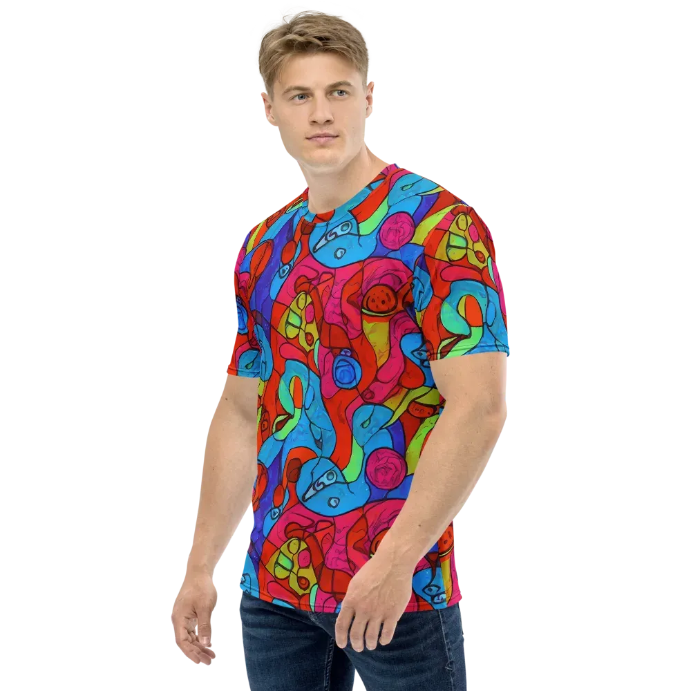 Vivid Orbit on Men's Crew Neck T-Shirt — Left