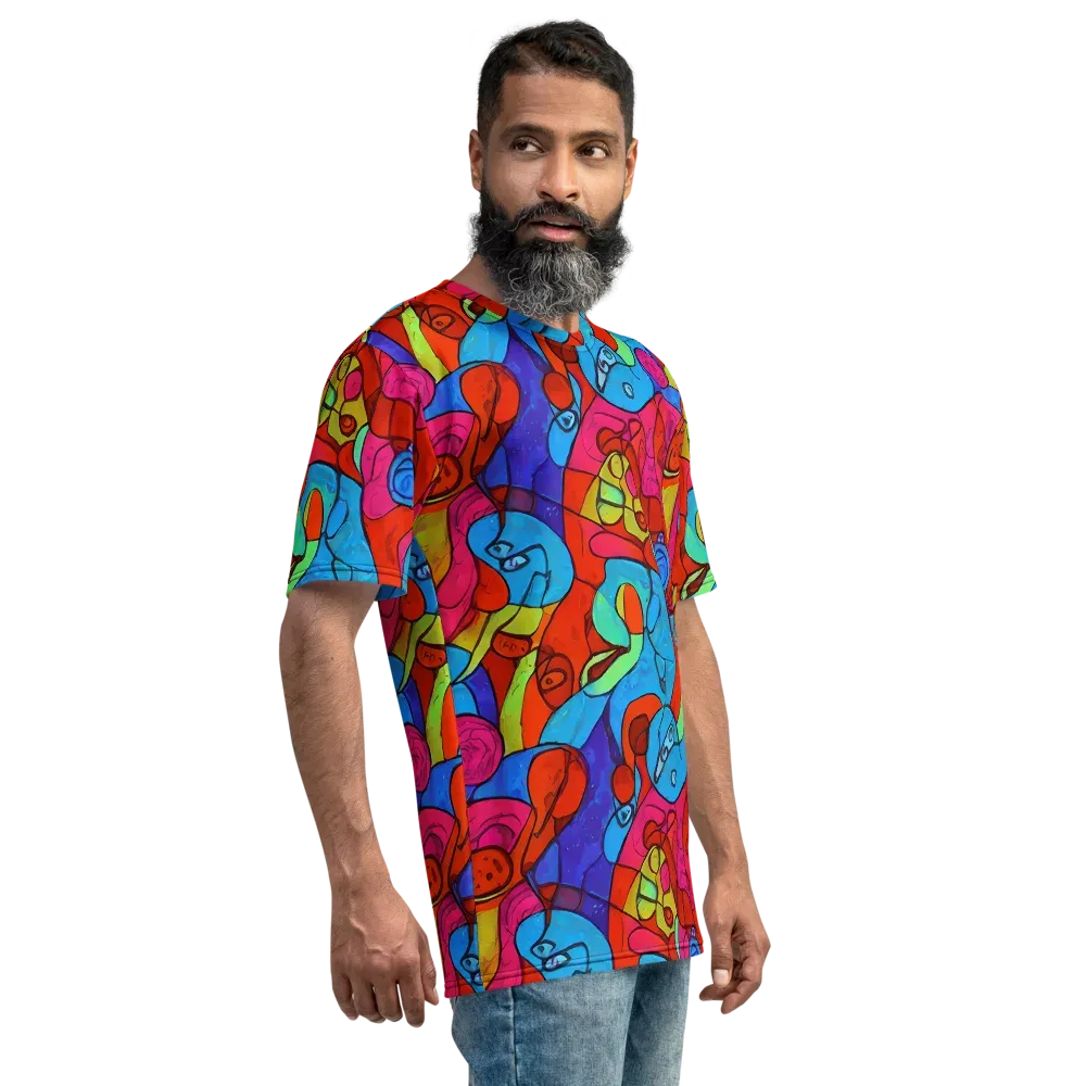 Vivid Orbit on Men's Crew Neck T-Shirt — Right