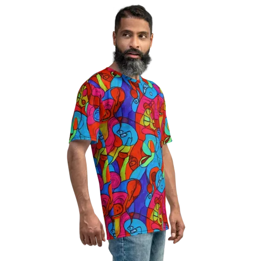 Vivid Orbit on a Men's Crew Neck T-Shirt