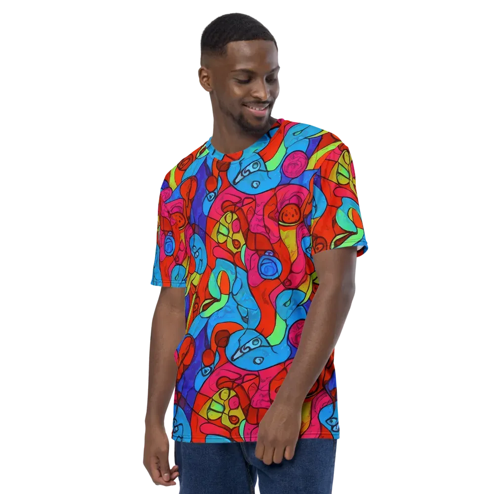 Vivid Orbit on Men's Crew Neck T-Shirt — Left