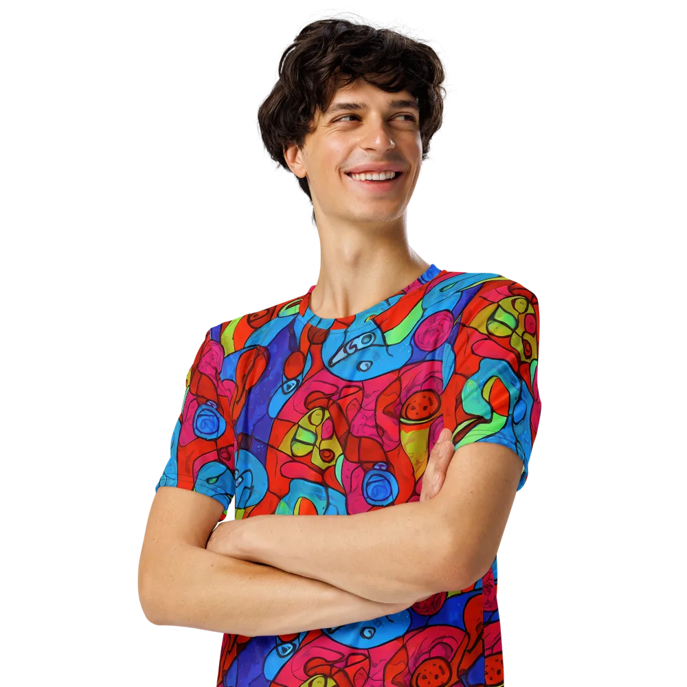 Vivid Orbit on Men's Crew Neck T-Shirt — Left Front