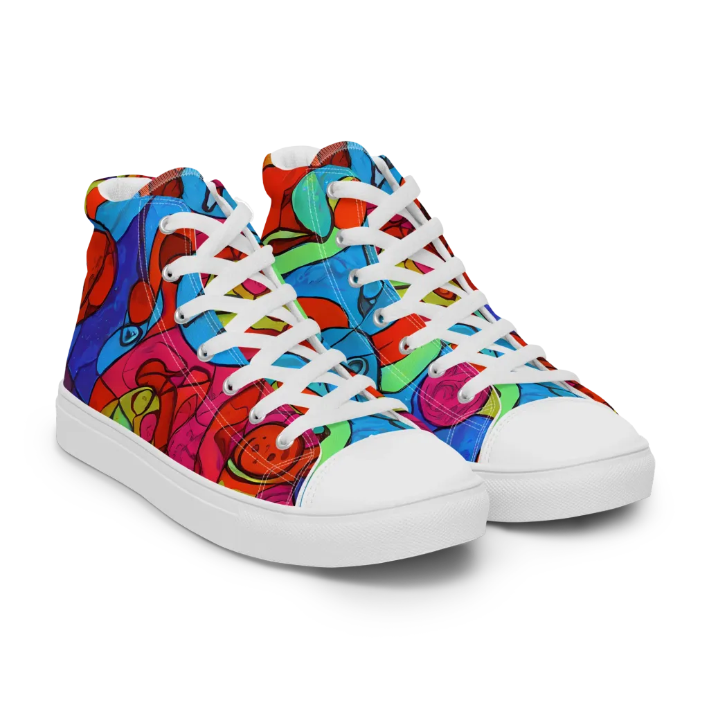 Vivid Orbit on Men's High Top Canvas Shoes — Right Front