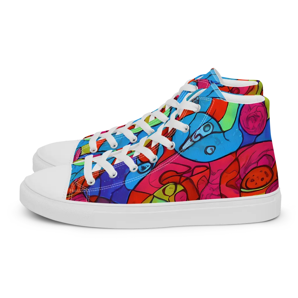 Vivid Orbit on Men's High Top Canvas Shoes — Left