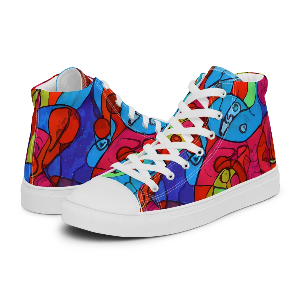 Vivid Orbit on Men's High Top Canvas Shoes — Left