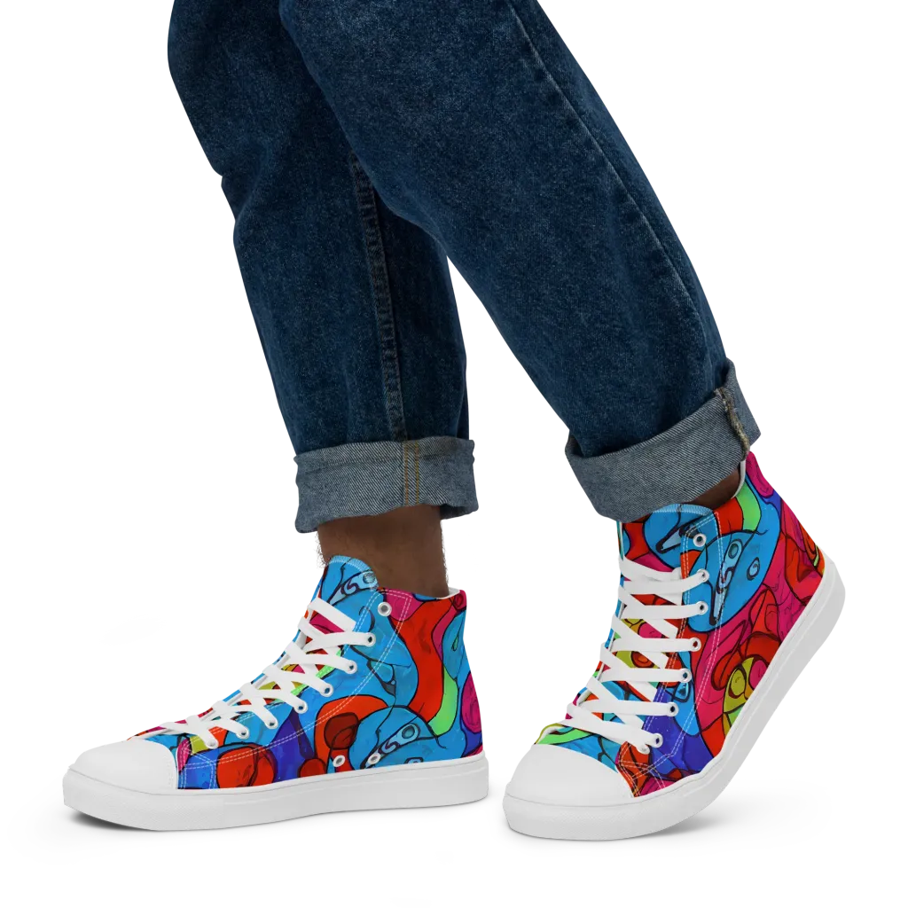 Vivid Orbit on Men's High Top Canvas Shoes — Left