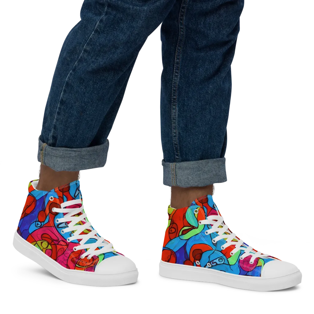 Vivid Orbit on Men's High Top Canvas Shoes — Right