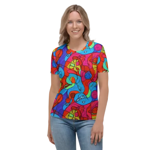 Vivid Orbit on a Women's Crew Neck T-Shirt