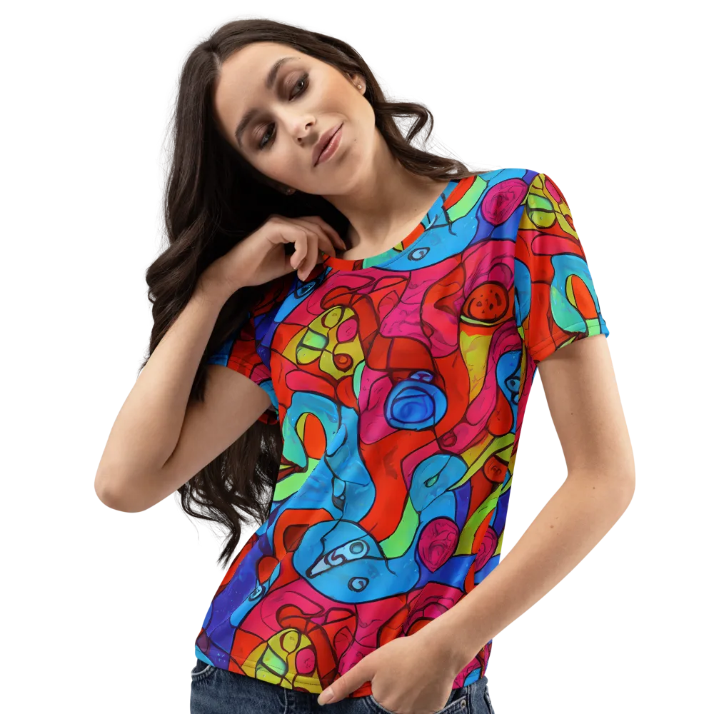 Vivid Orbit on Women's Crew Neck T-Shirt — Left Front