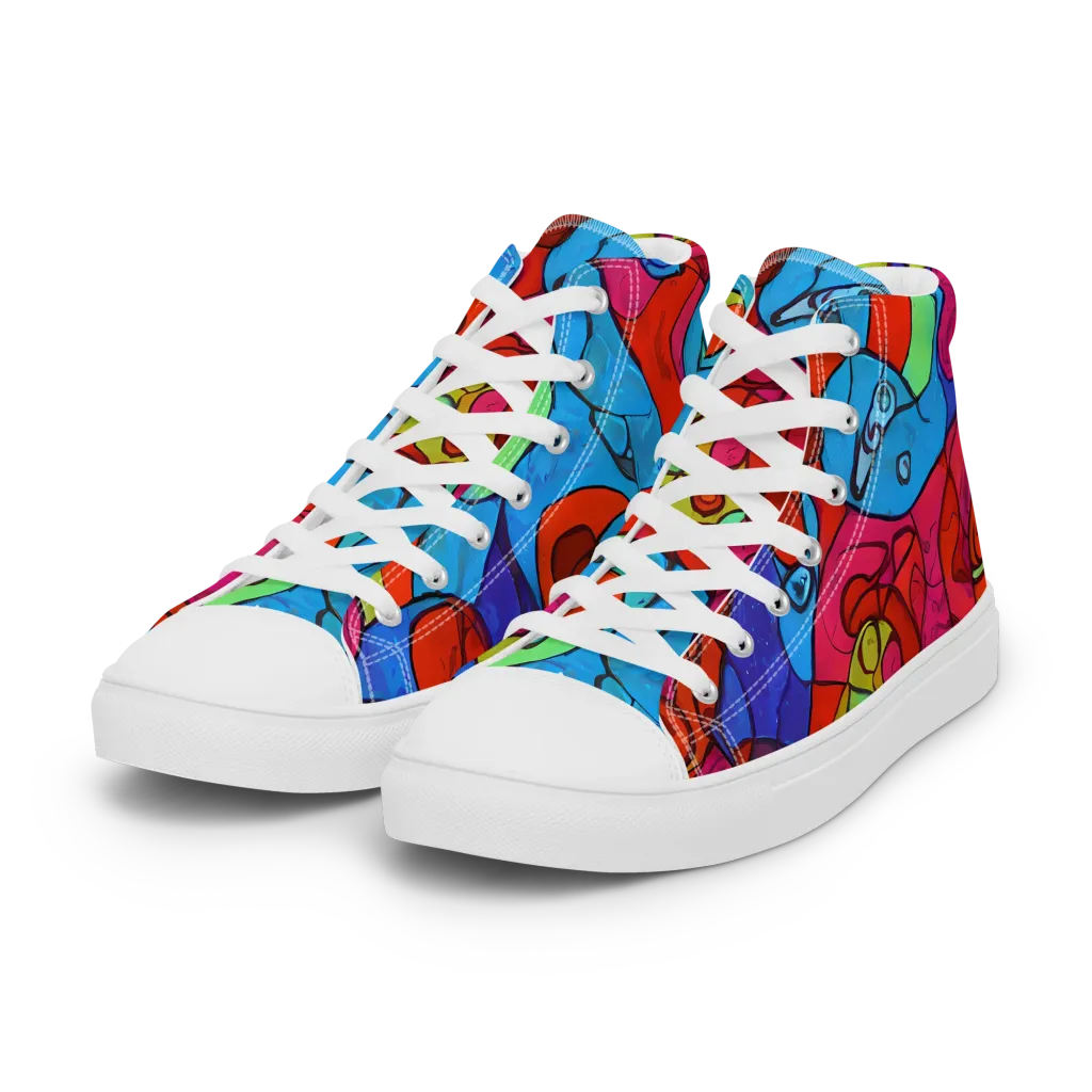 Vivid Orbit on Women's High Top Canvas Shoes — Left Front