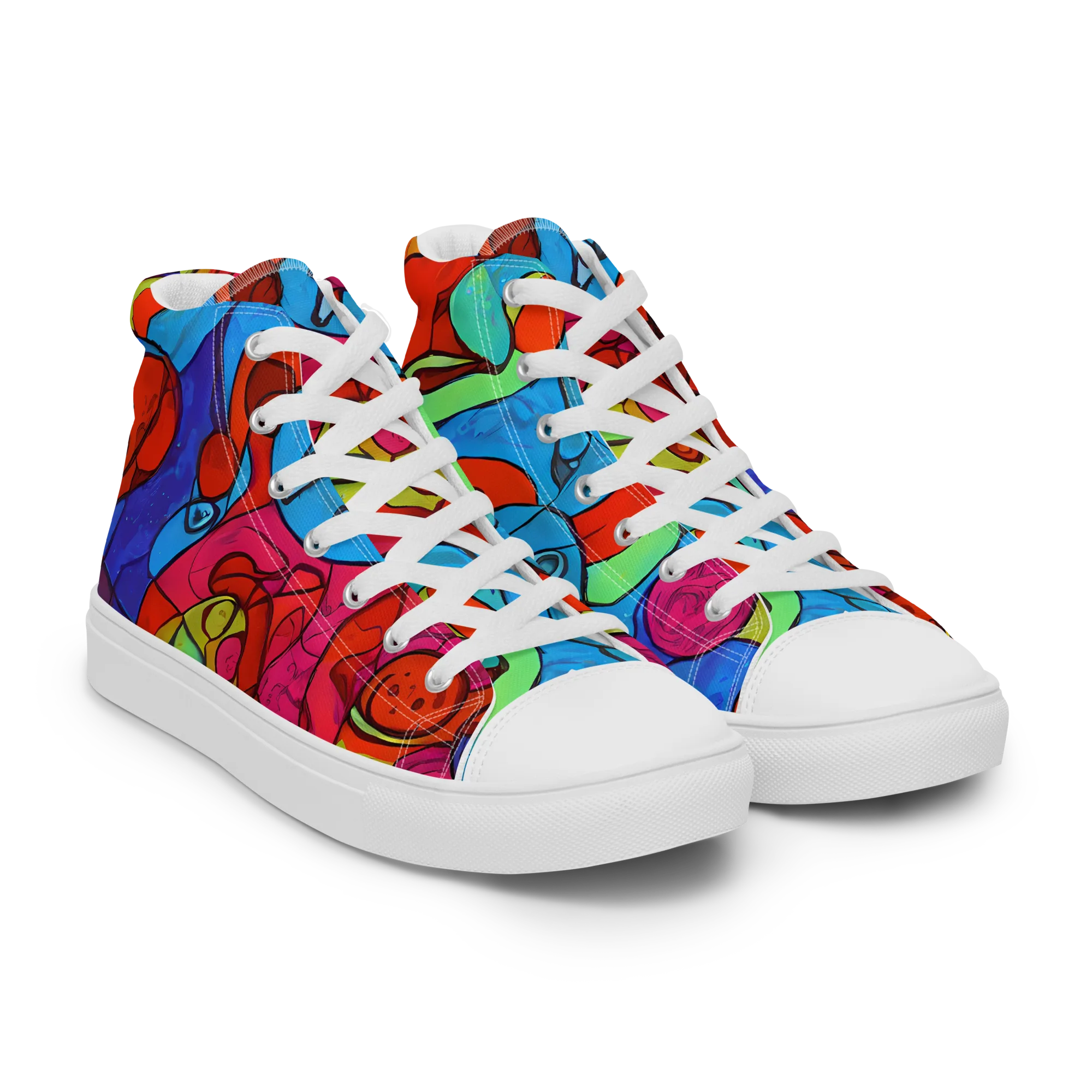 Vivid Orbit on Women's High Top Canvas Shoes — Right Front