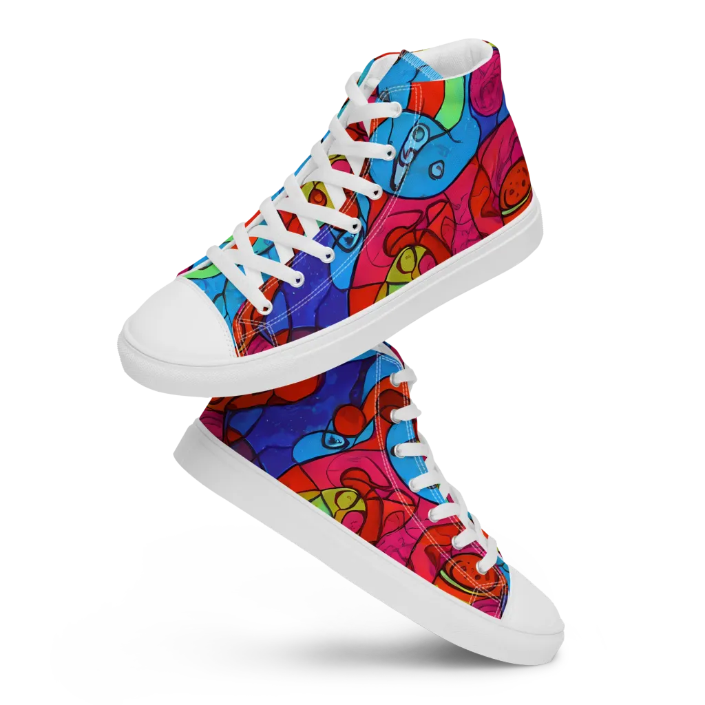 Vivid Orbit on Women's High Top Canvas Shoes — Front