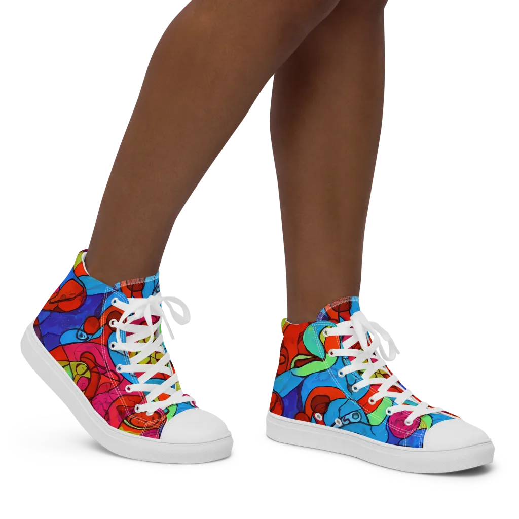 Vivid Orbit on Women's High Top Canvas Shoes — Right