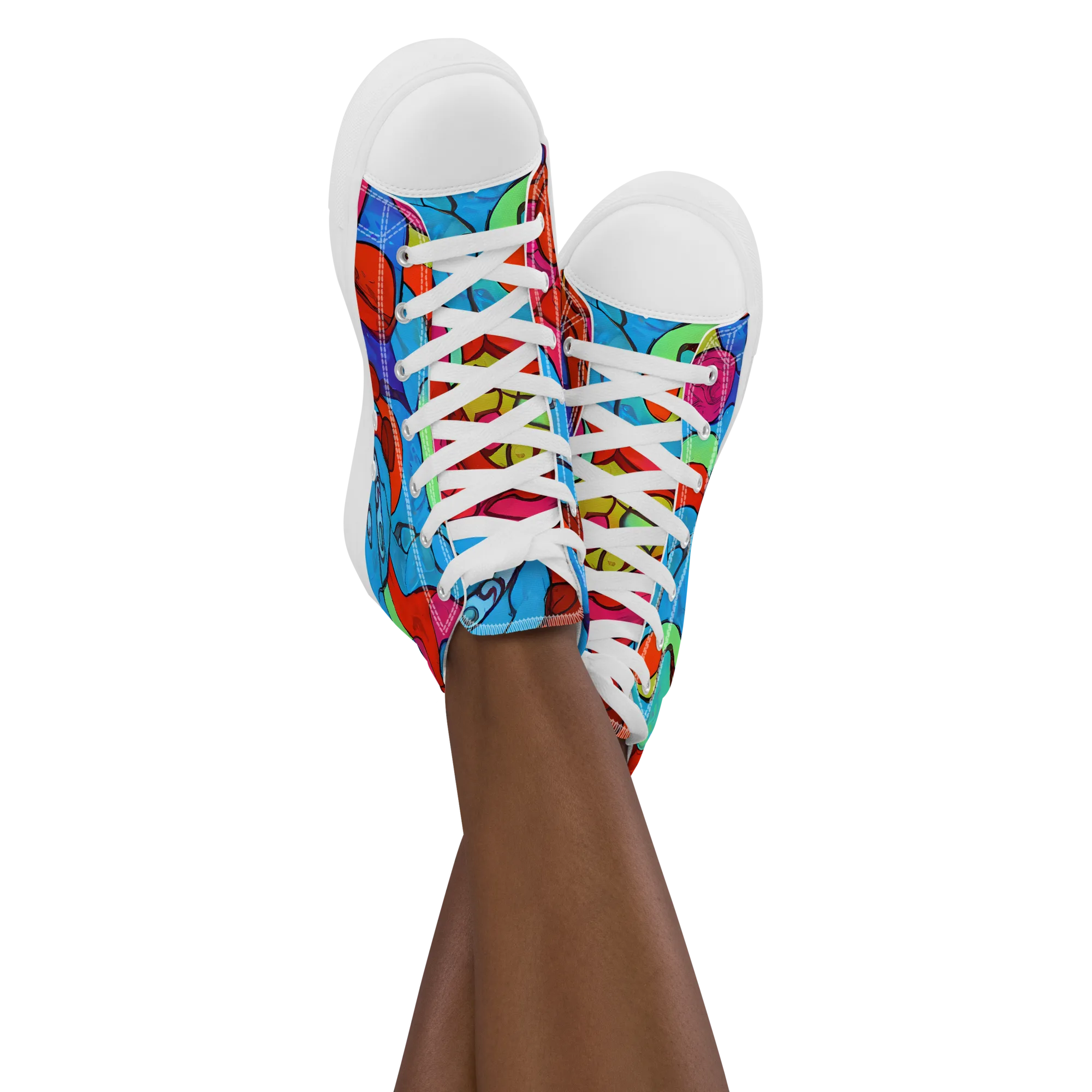Vivid Orbit on Women's High Top Canvas Shoes — Front