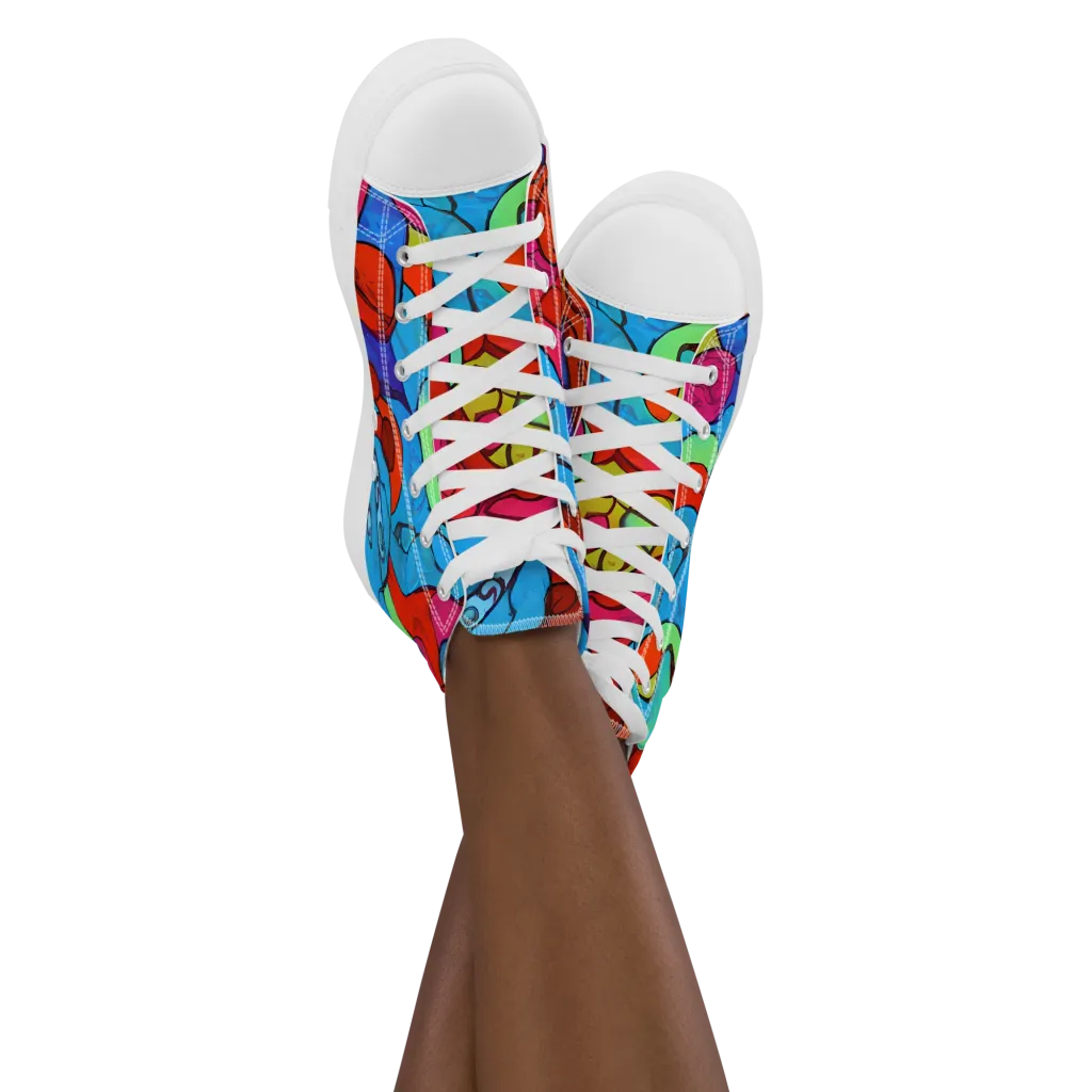 Vivid Orbit on Women's High Top Canvas Shoes — Front