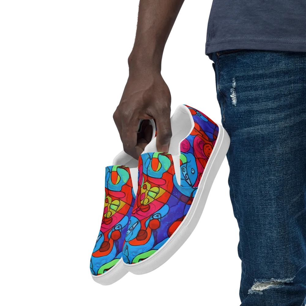 Vivid Orbit on Men's Slip-On Canvas Shoes — Left Front