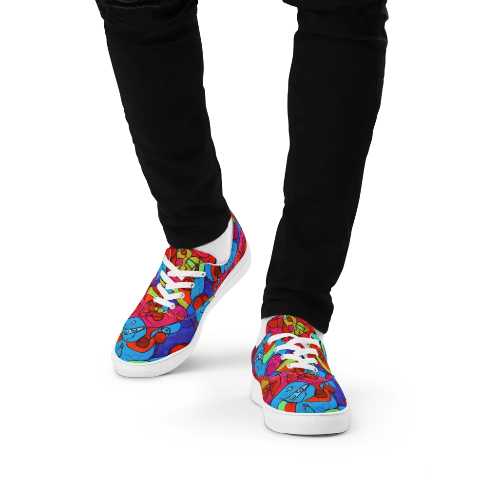 Vivid Orbit on Men's Lace-Up Canvas Shoes — Front