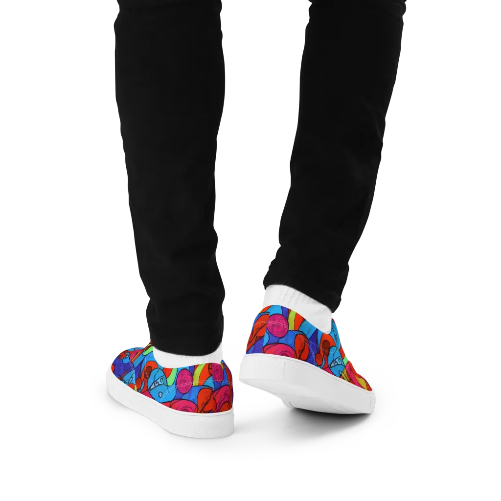 Vivid Orbit on Men's Lace-Up Canvas Shoes — Back
