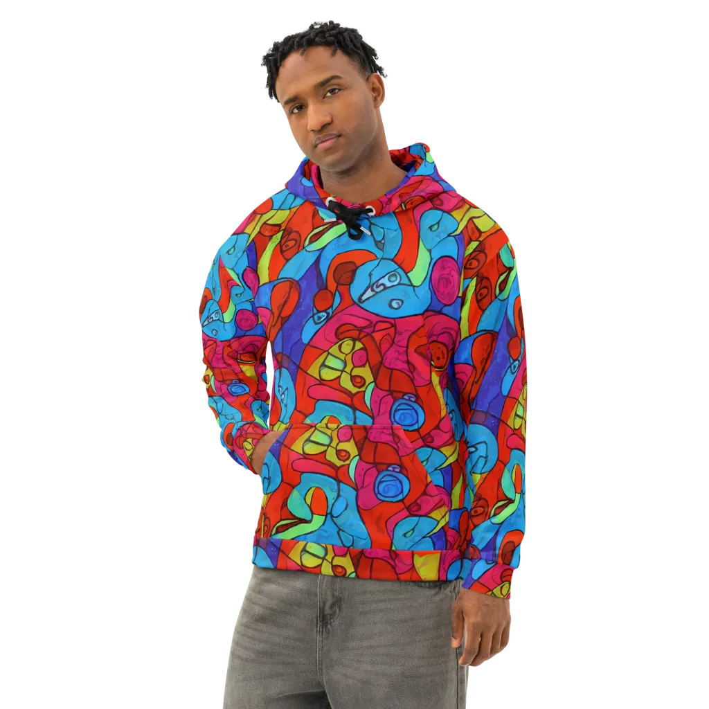Vivid Orbit on Cotton Hoodie — Left Front