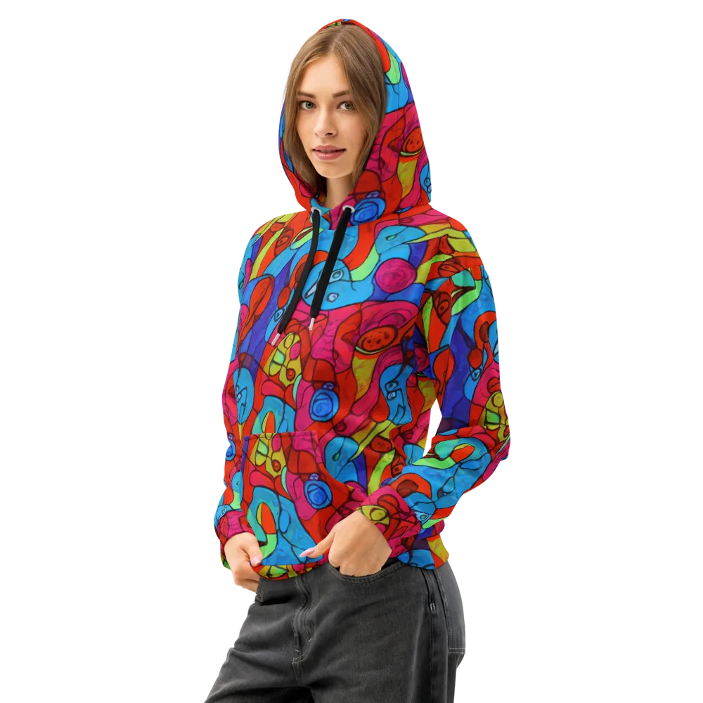 Vivid Orbit on Cotton Hoodie — Left Front