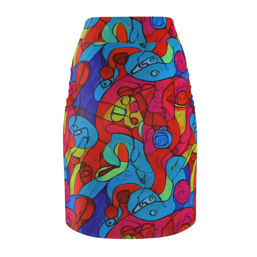 Vivid Orbit on Pencil Skirt — Back