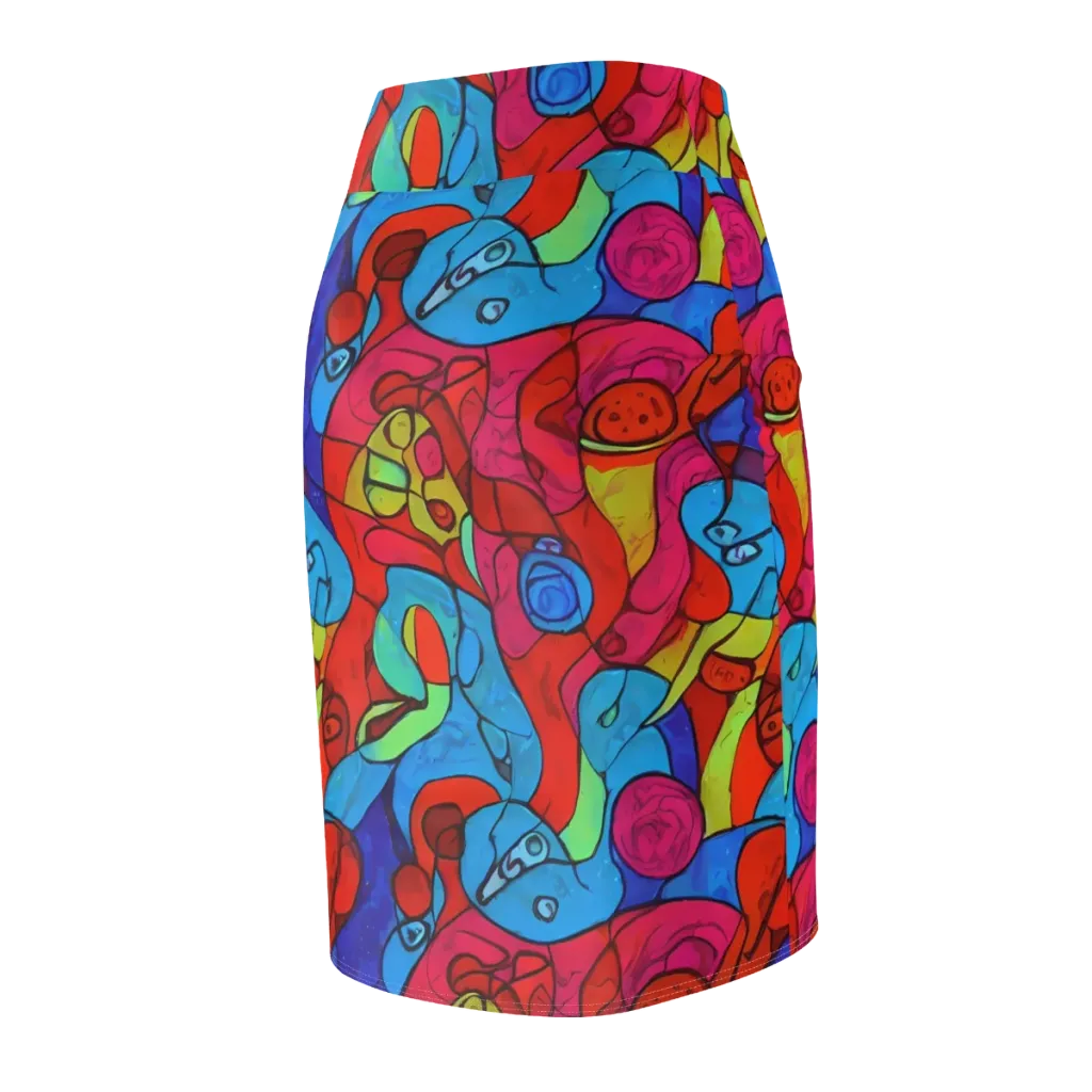 Vivid Orbit on Pencil Skirt — Back Side