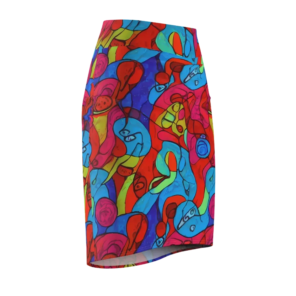 Vivid Orbit on Pencil Skirt — Front Side
