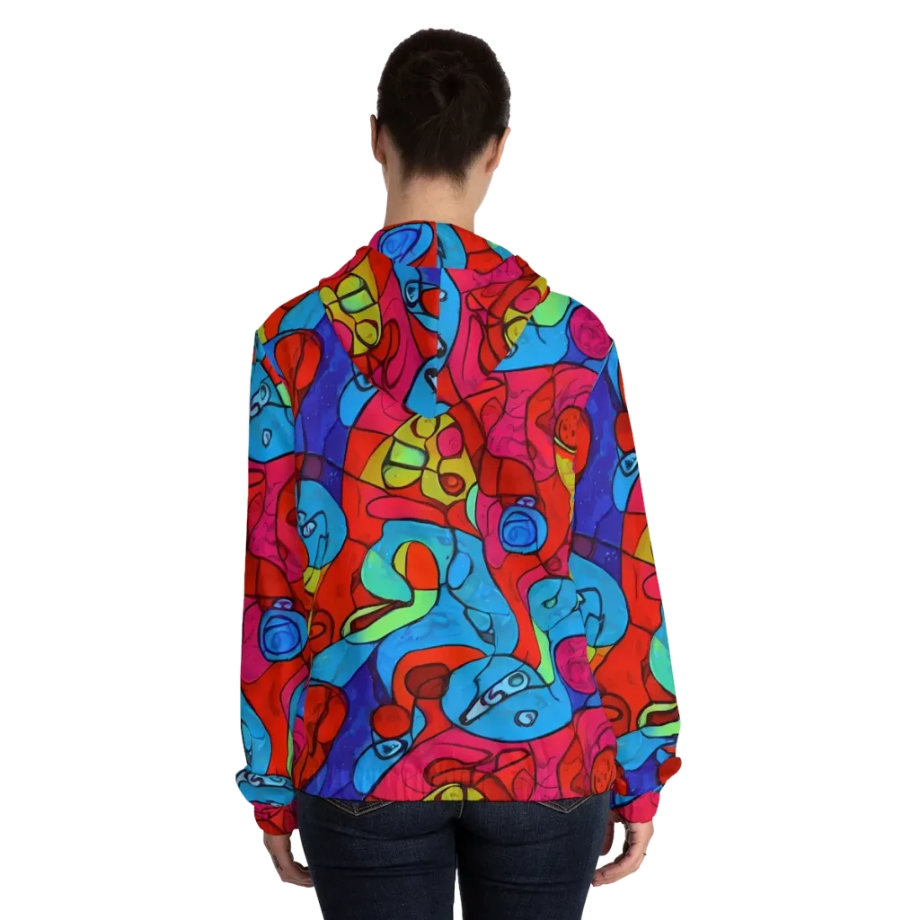 Vivid Orbit on Women's Full-Zip Hoodie — Back On Person
