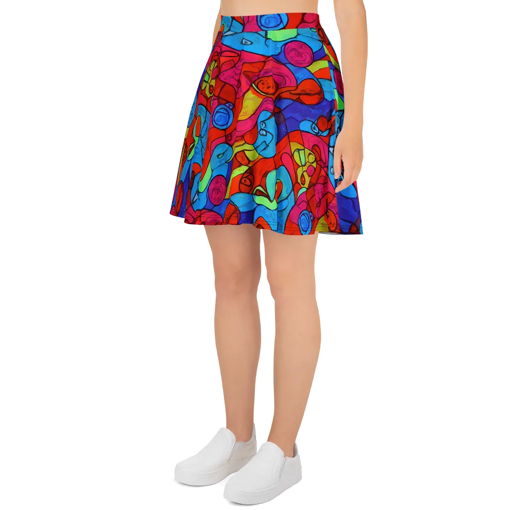 Vivid Orbit on Skater Skirt — Left