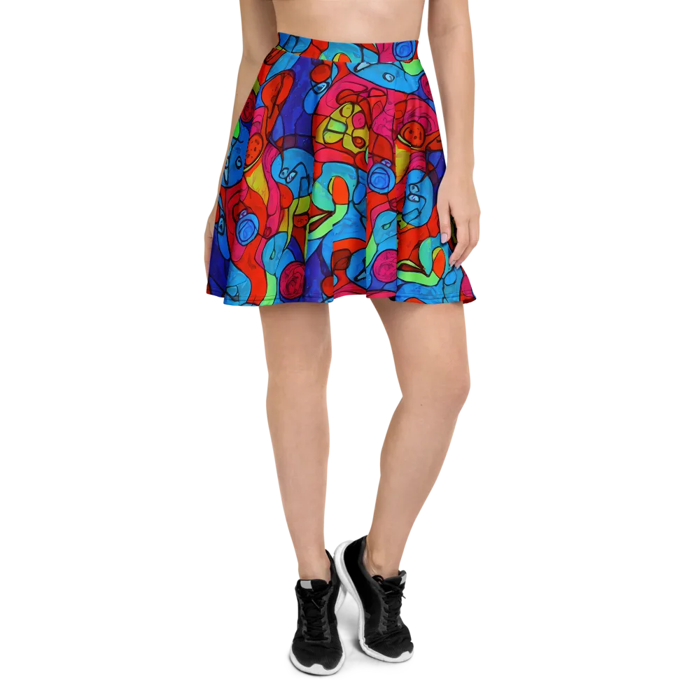 Vivid Orbit on Skater Skirt — Front