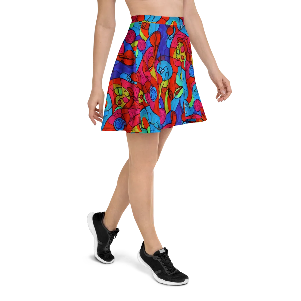 Vivid Orbit on Skater Skirt — Right