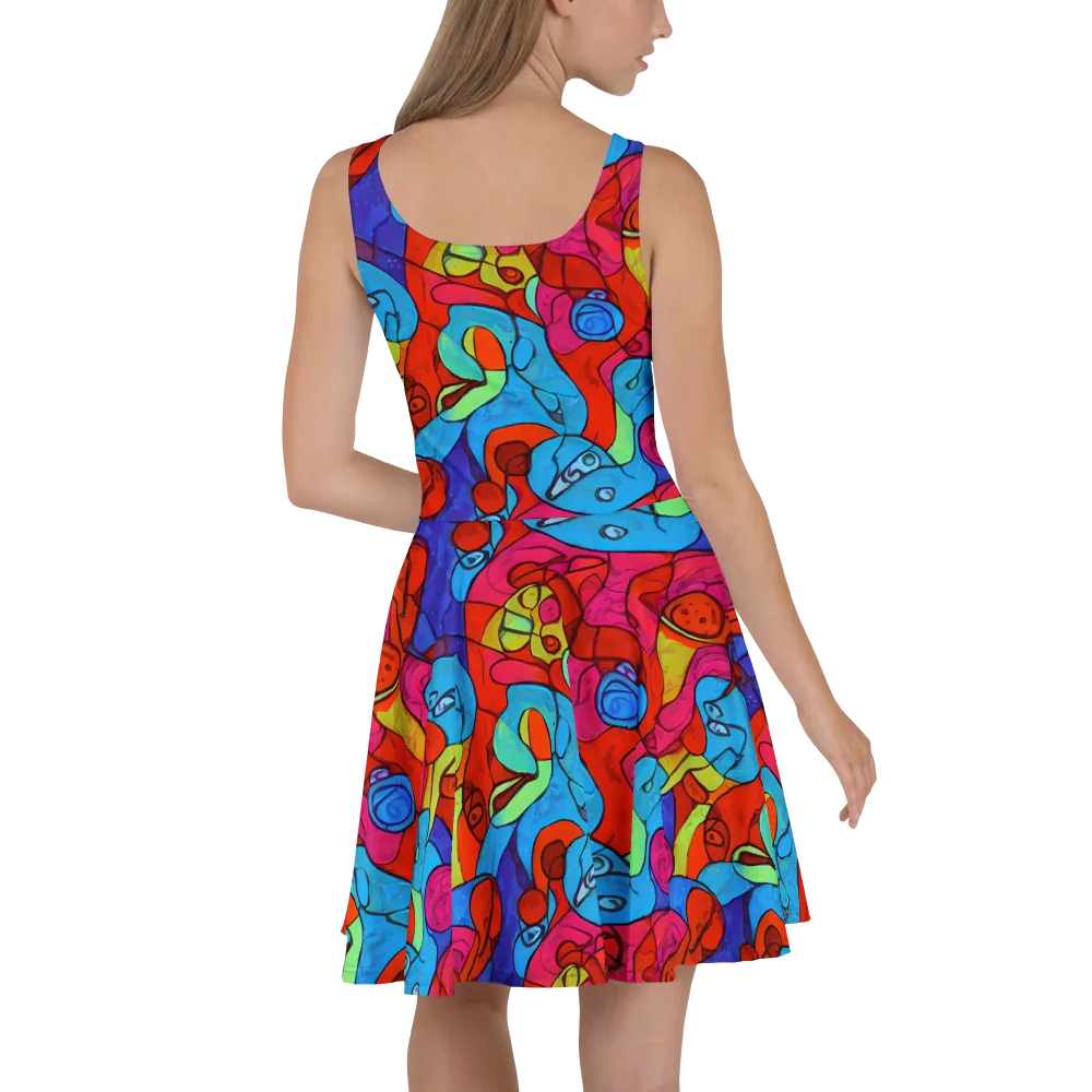 Vivid Orbit on Skater Dress — Back