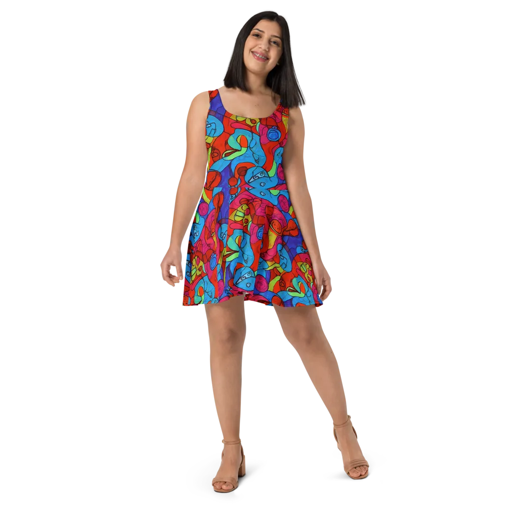 Vivid Orbit on Skater Dress — Front