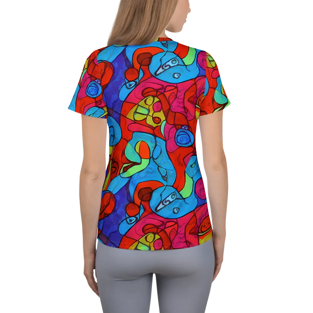 Vivid Orbit on Women's Athletic T-Shirt — Back