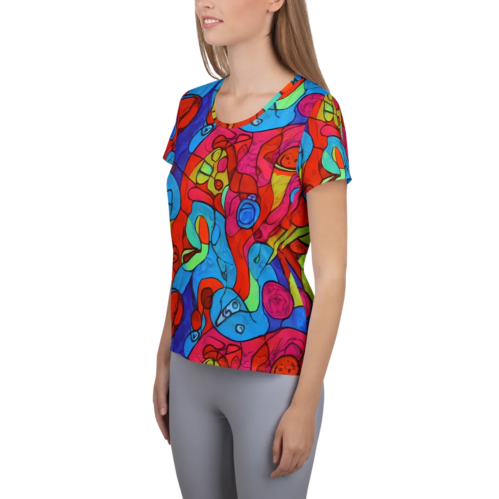 Vivid Orbit on Women's Athletic T-Shirt — Left
