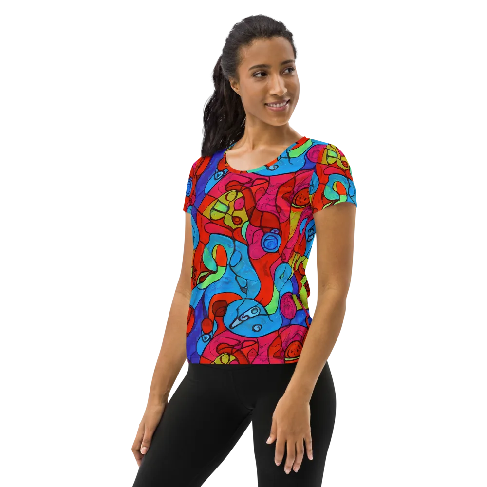 Vivid Orbit on Women's Athletic T-Shirt — Left