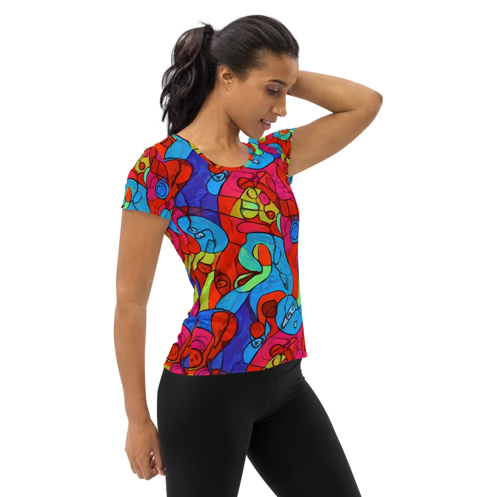 Vivid Orbit on Women's Athletic T-Shirt — Right