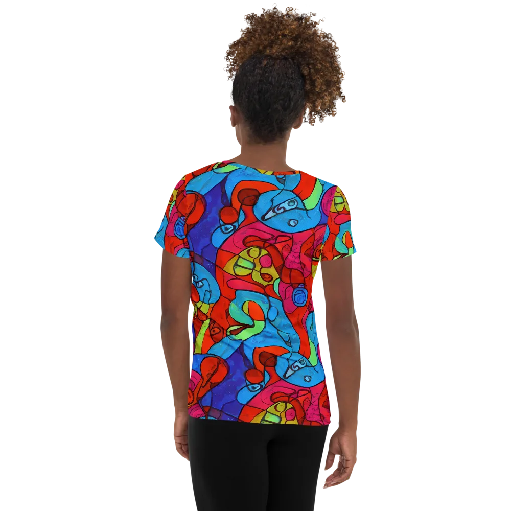 Vivid Orbit on Women's Athletic T-Shirt — Back