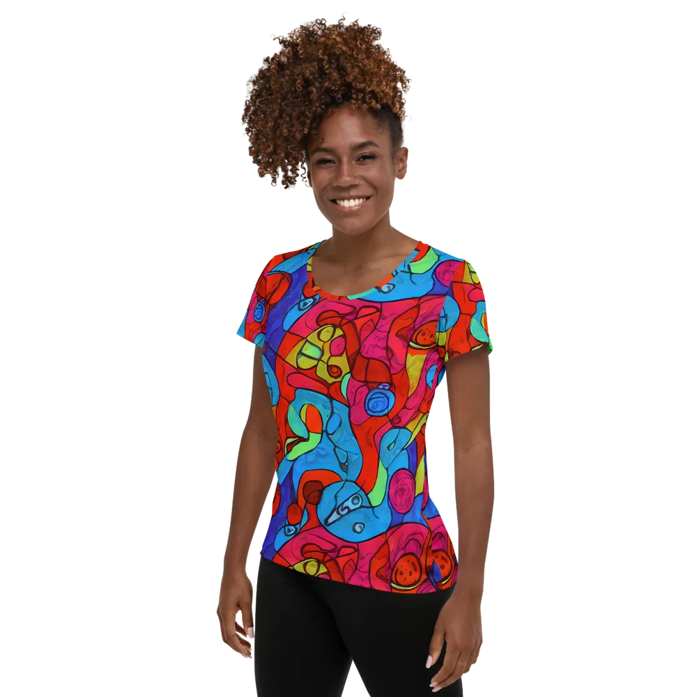 Vivid Orbit on Women's Athletic T-Shirt — Left