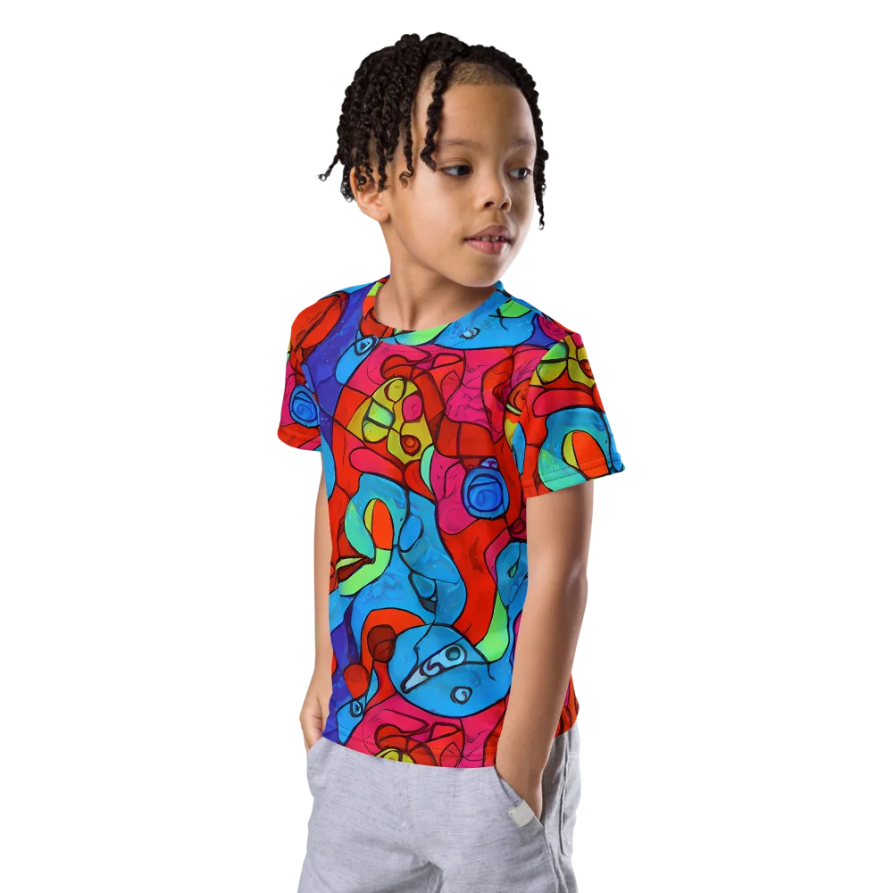 Vivid Orbit on Kids Crew Neck T-Shirt — Left Front