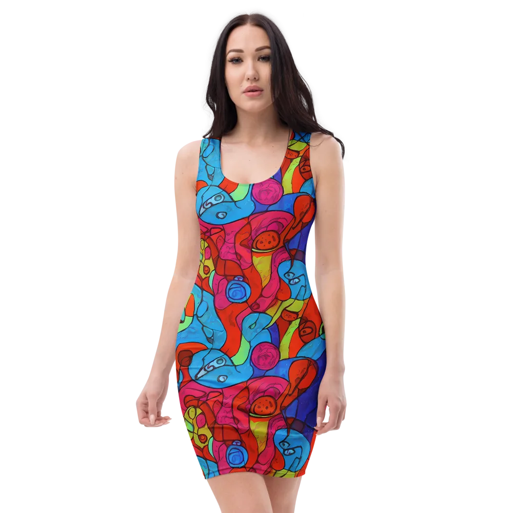 Vivid Orbit on Bodycon Dress — Front