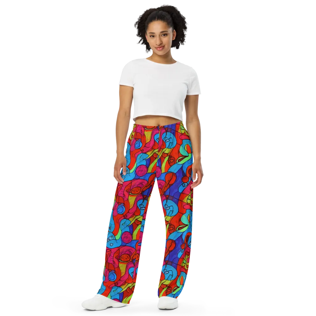 Vivid Orbit on Wide-Leg Pants — Front