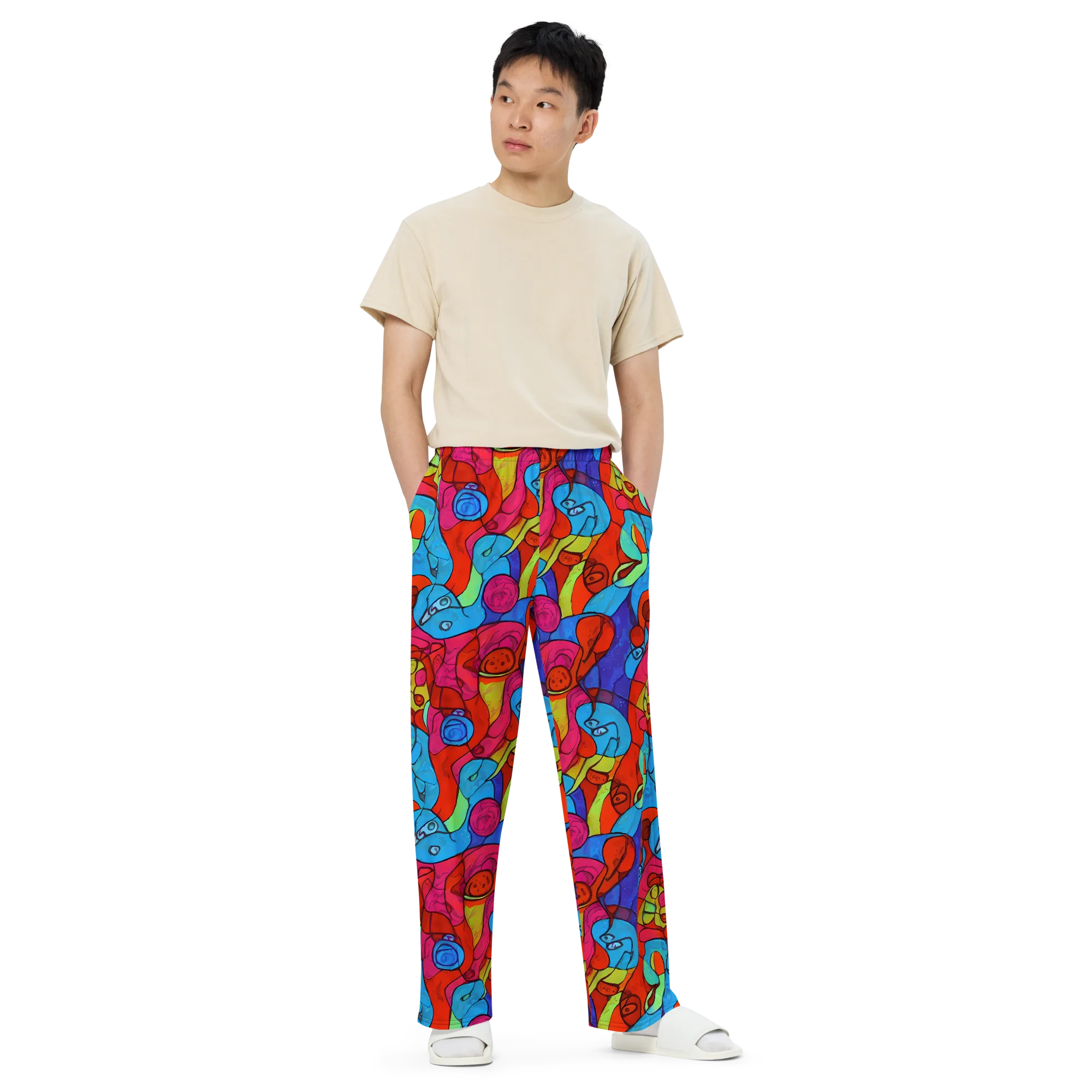 Vivid Orbit on Wide-Leg Pants — Front