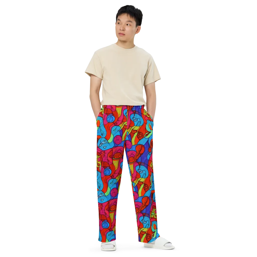 Vivid Orbit on Wide-Leg Pants — Front