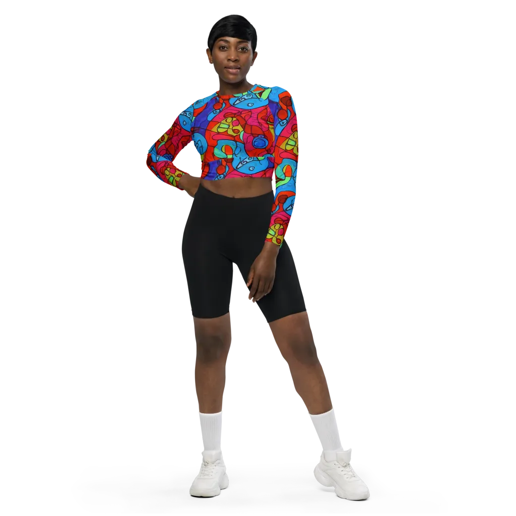 Vivid Orbit on Long Sleeve Crop Top — Front